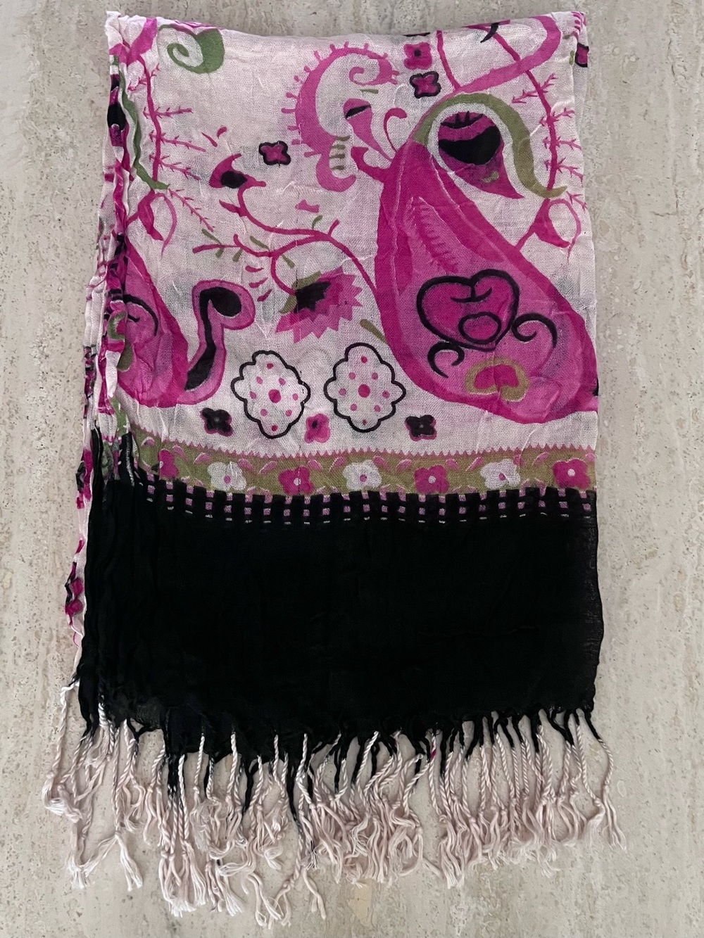 Boho Paisley and Floral Fringe Scarf